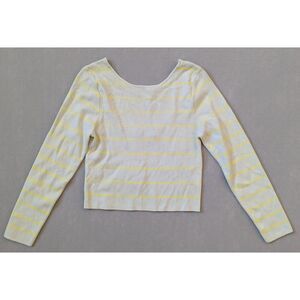 NWT Zara Cropped Scoop Back Sweater Green Yellow Stripes Size L